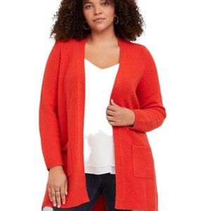 New Torrid Valiant Poppy Orange Open Front Pocket Sweater Size 6X Plus  NWT